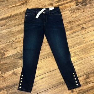 White House Black Market The Skimmer Skinny Jeans with Gold Accents Sz 6 NWT